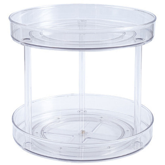 Rotating Organizer Transparent Double Layer 360° Rotatable Kitchen Seasonings Rack Makeup Holder Lazy Susan Turntable