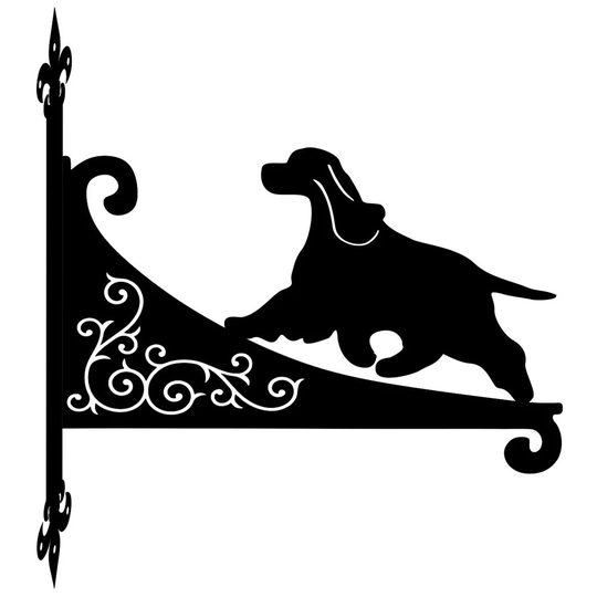 Cocker Spaniel On The Move Ornamental Scroll Hanging Bracket