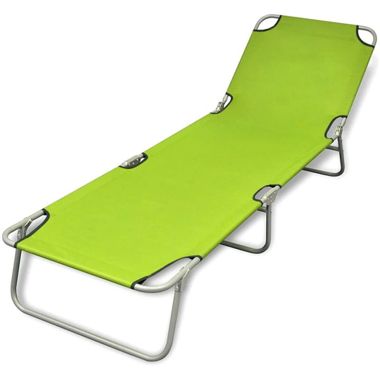 Folding Sun Lounger Powder-coated Steel Apple Green - Green