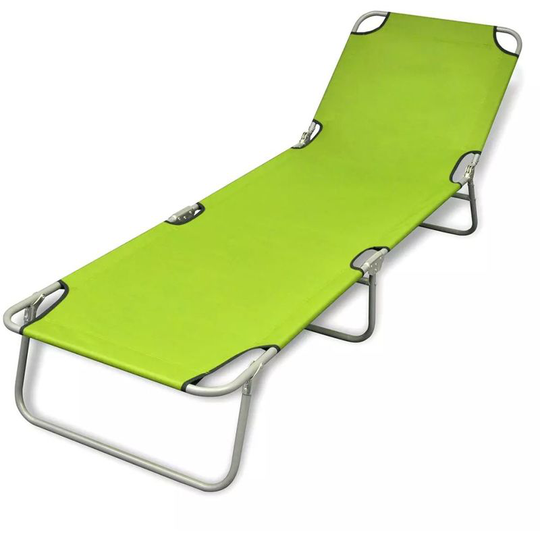 Folding Sun Lounger Powder-coated Steel Apple Green VD26523 - Hommoo