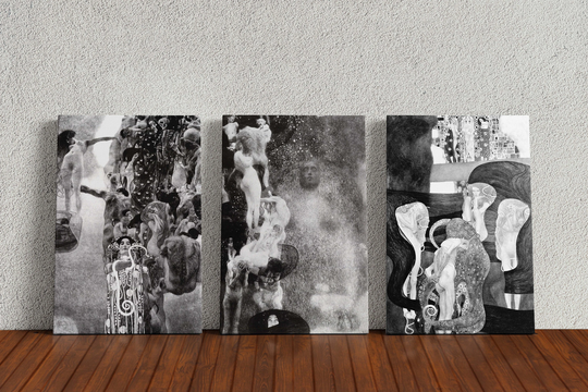 Gustav Klimt Medicine, Philosophy & Jurisprudence 3 Pack Framed Canvas Wall Art Picture Print Home Decor Decoration Living Dining Room