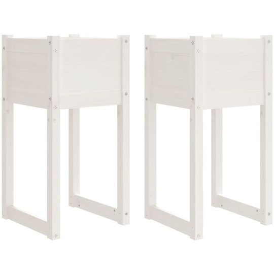 Planters 2 pcs White 40x40x81 cm Solid Wood Pine Vidaxl White