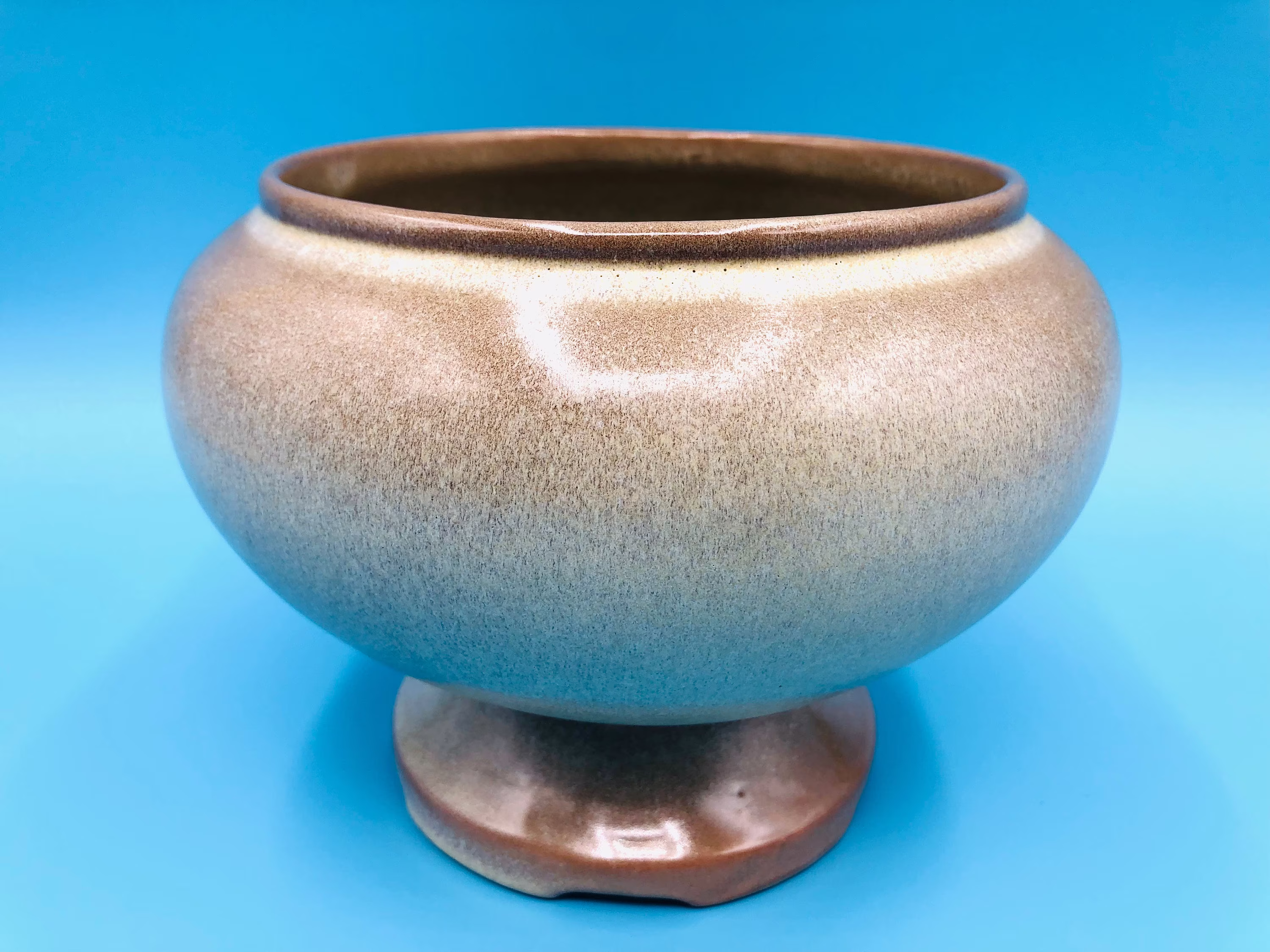 Vintage Mcm Planter, Pedestal Earthtone Frankoma Usa Pottery Planter