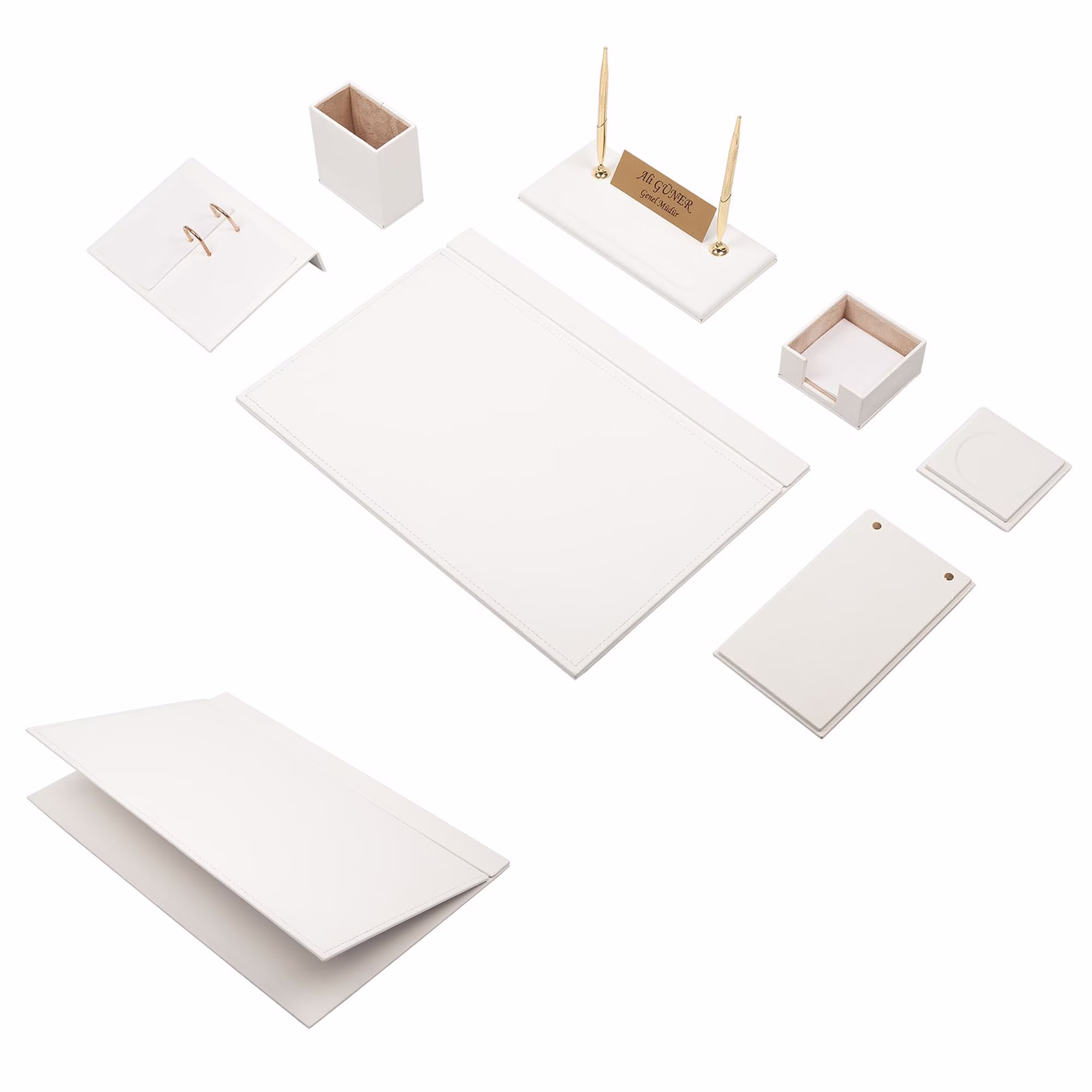 Leather Desk Set-9 Accessories-Desk Organizer-Office Accessories-Office Organizer-Desk Pad-Desktop Storag