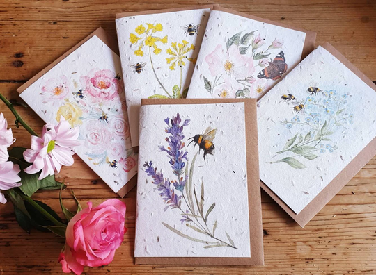 Seed Card. Plantable Seed Card With Flowers. Flower Cards. Lavender Cowslip Rose Forget-Me-Not Wild Rose
