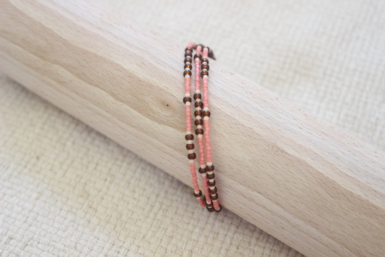 Coral Seed Bead Wrap Bracelet