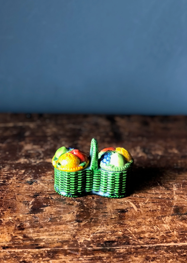 Antique Cruet Set Salt & Pepper Fruit Bowl Colourful
