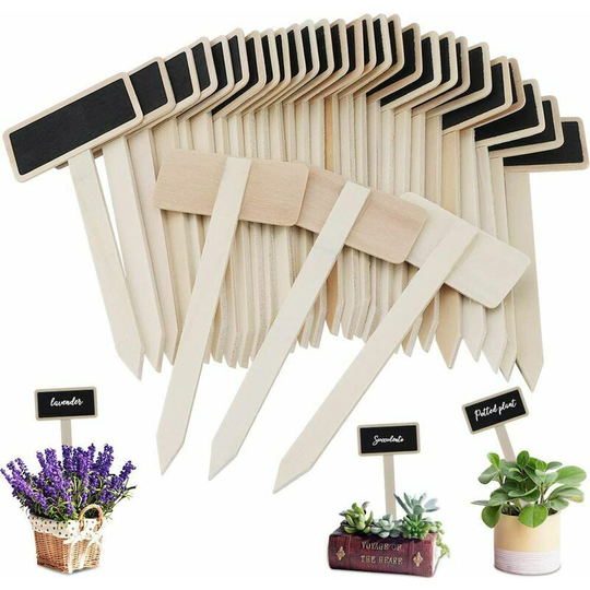 Vegetable Garden Labels, hicoo Mini Wooden Chalkboard Plant Labels for Flower Pot Seed Potted Herbs Vegetables 40Pcs