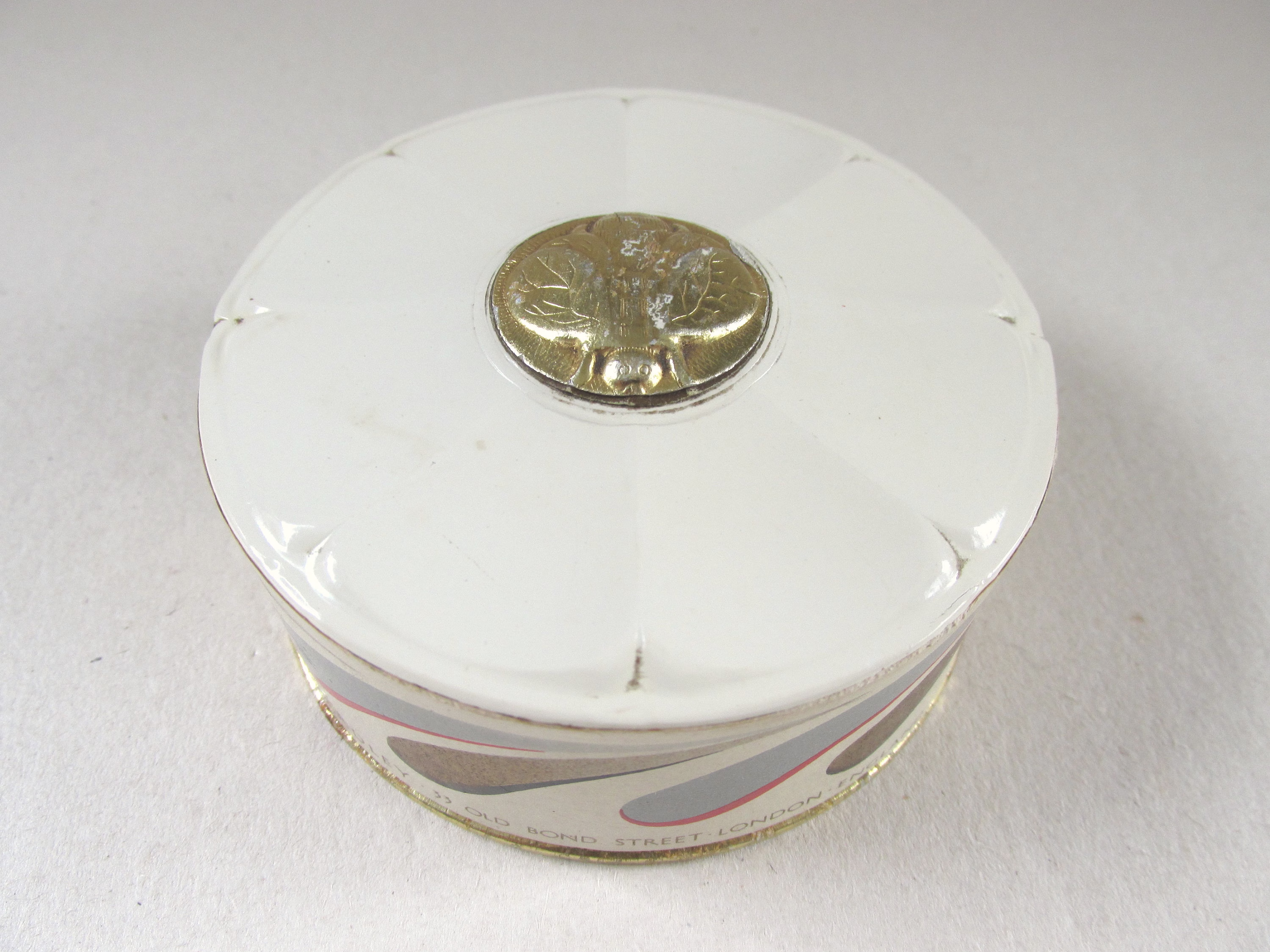 Vintage Yardley London Powder Box, Gold Bee & Flower Top, Honey Glow, 1950S Original, Dia 7.9cm