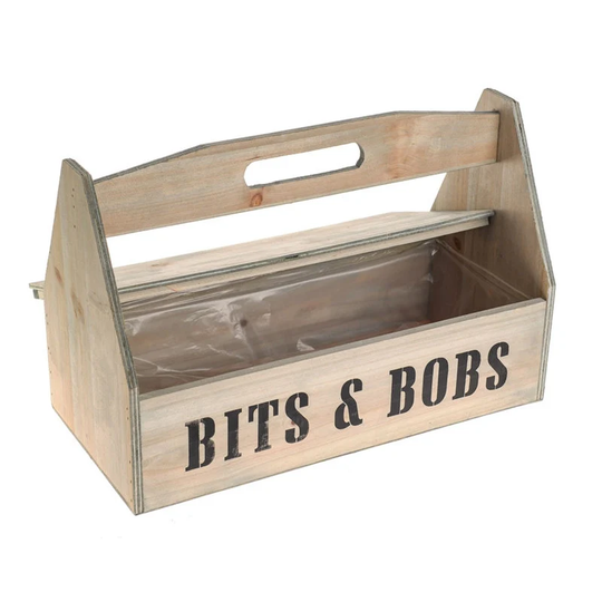 Bits & Bobs Tool Box Design Planter With Plastic Liner - Engraved Your Own Personalised Message