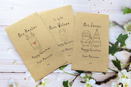 Personalised Helping Me Grow Teacher /Ta Christmas Gift Bee Friendly Seed Packets Contains Seeds