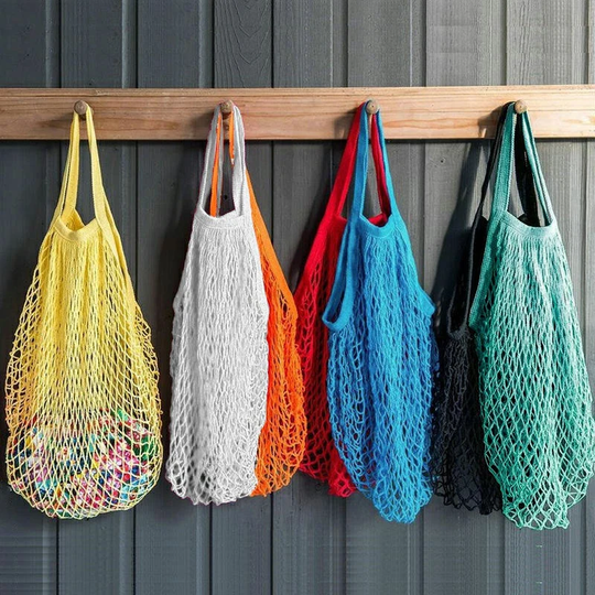 100% Reusable Organic Cotton Mesh String Shopping Bag Net Choice Of Colours Fruit Veg Storage