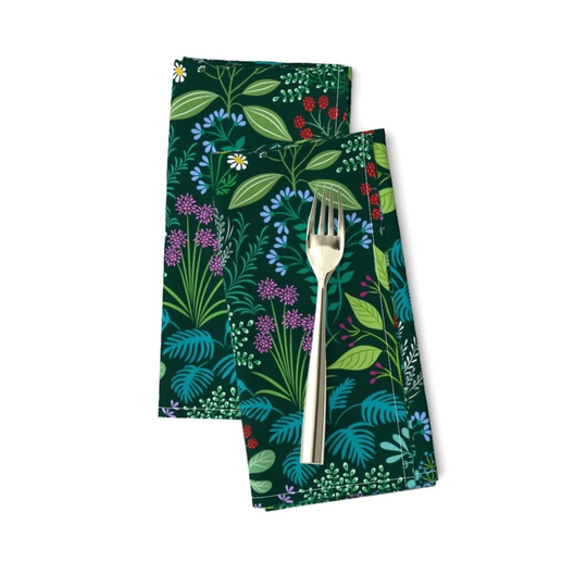 Botanical Dinner Napkins | Set Of 2 - Delightful Herb Garden By Catalinakim Apocathary Aromatheraphy Cloth Spoonflower