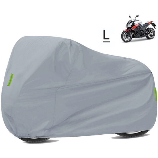 Universal Motorcycle Cover - All Season Waterproof Outdoor Protection Against Dust, Debris, Rain and Weather, Silver&L - Silver&L