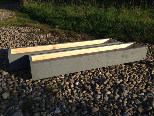 2 X 60 cm Long Wooden Garden/Herb Planters - Painted Cuprinol Silver Birch | Grey Ready Assembled With Fast&free Delivery
