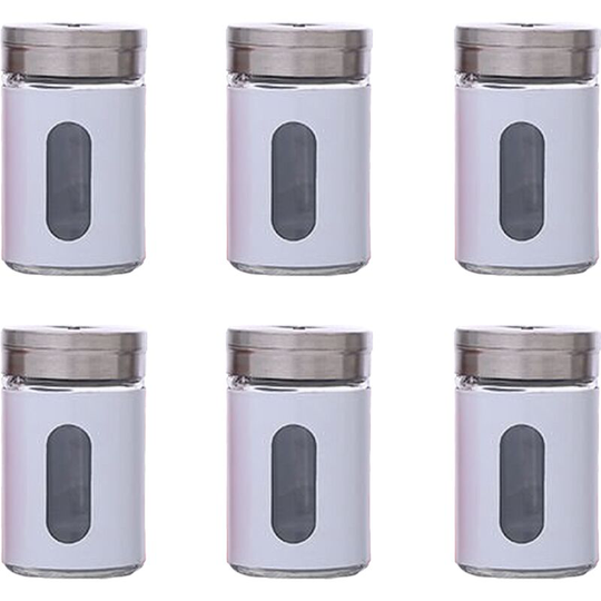 Glass Salt and Pepper Shakers | 6-Piece Pack | Best for Home Kitchen, Restaurants and Catering White