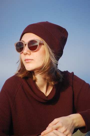 Beanie Hat - Unisex Dark Red Organic Cotton Thermal Eco Friendly One Size