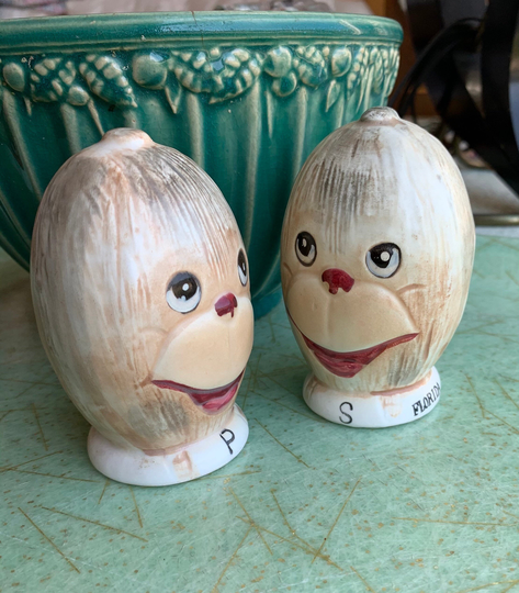 Kitsch Overload ~ Kenmar Monkey Head Salt & Pepper Japan 50's 60's Florida