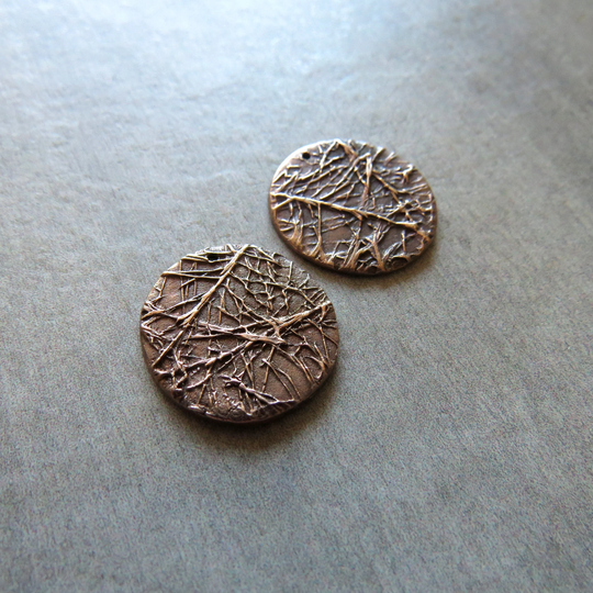 Organic Jewelry Links, Artisan Findings, Patina Charms, Handmade Bronze Rustic Beads