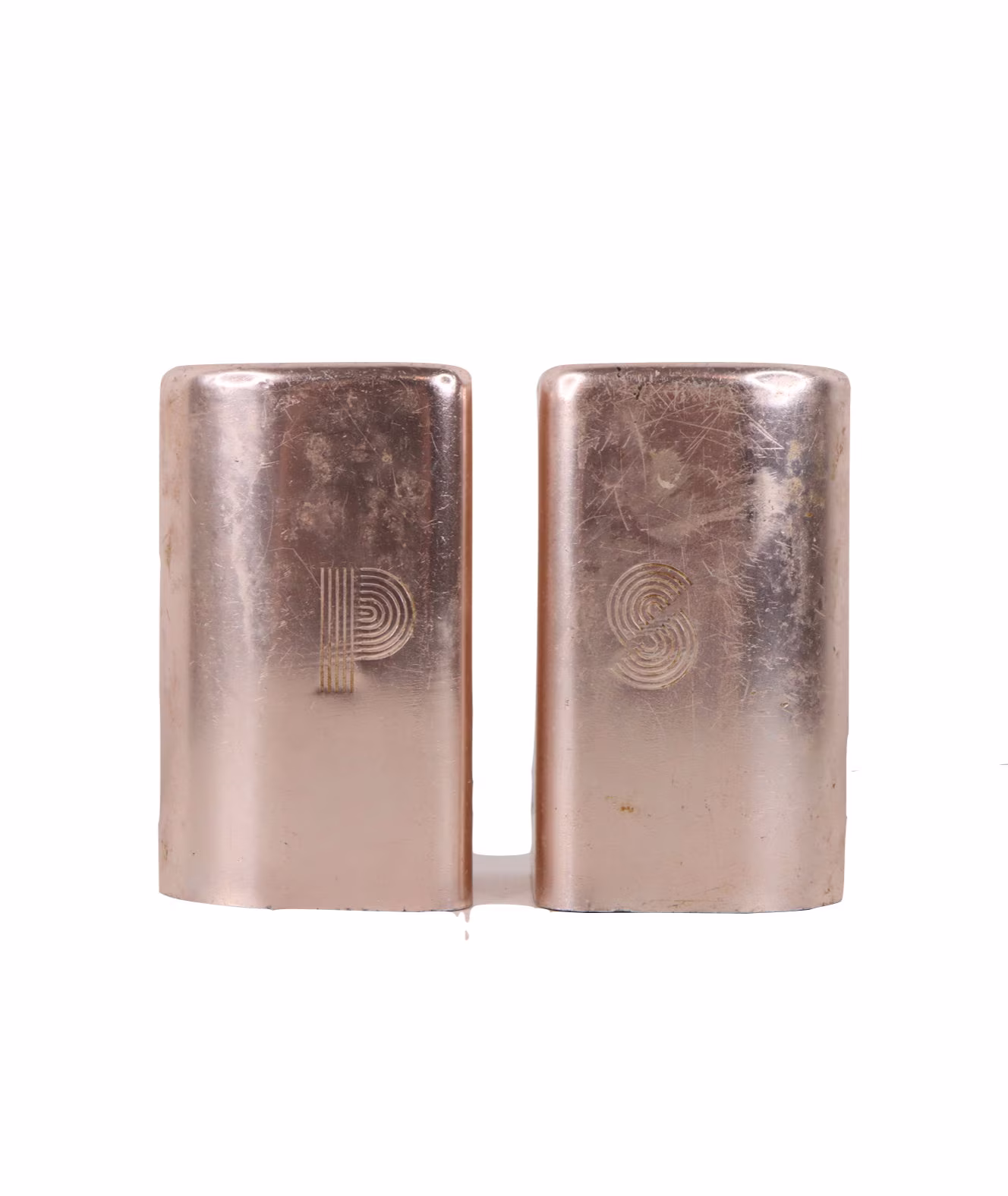 60S Mid Century Modern Aluminum Salt & Pepper Shaker Set Rose Gold, 1960S Mcm Shakers, Vintage Shaker, Shakers