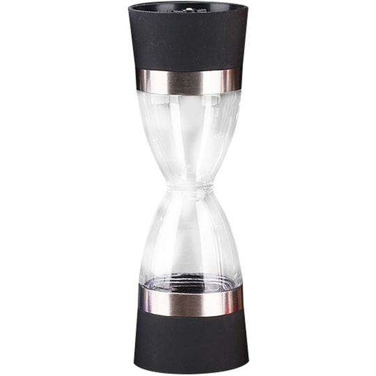 Salt and Pepper Grinder,Manual Stainless Steel Salt Pepper Mill 2 in 1- Refillable Spices Grinder Shakers black
