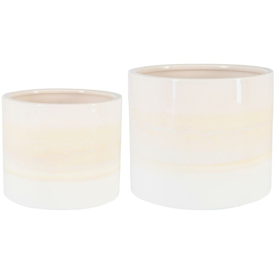 Reactive Glaze Plant Pots - 2 Sizes - Natural - Nicola Spring