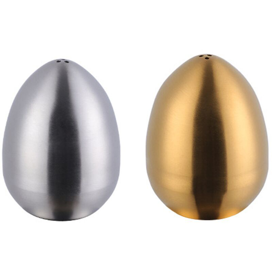Fvbjd - Stainless steel egg seasoning jar kitchen salt and pepper shaker with three holes natural color + gold