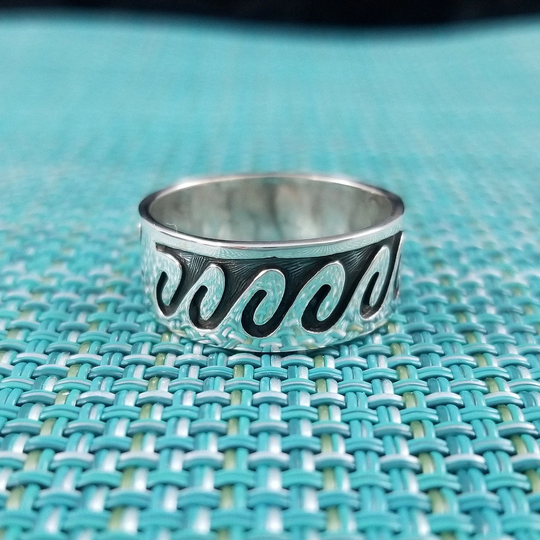 Hopi Sterling Silver Overlay Ring- Size - 11-1/4 Excellent Condition