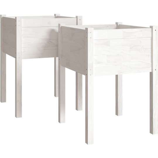 Vidaxl - Garden Planters 2 pcs White 50x50x70 cm Solid Pinewood White