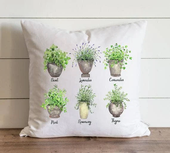 Herb Pots Farmhouse Pillow Cover