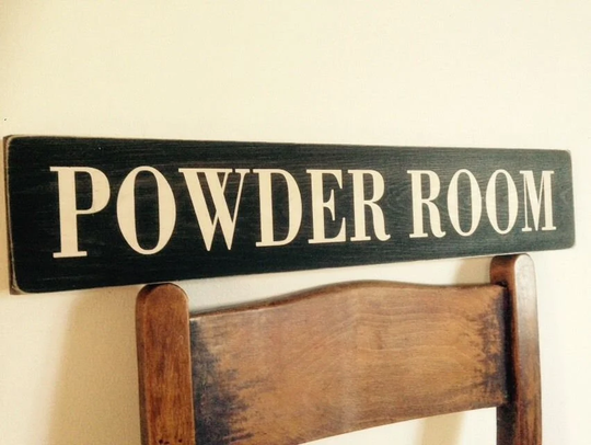 Powder Room Sign Plaque Vintage Old Look - Toilet Woman's Rest Ladies Wooden Sign Wood Vintage Style