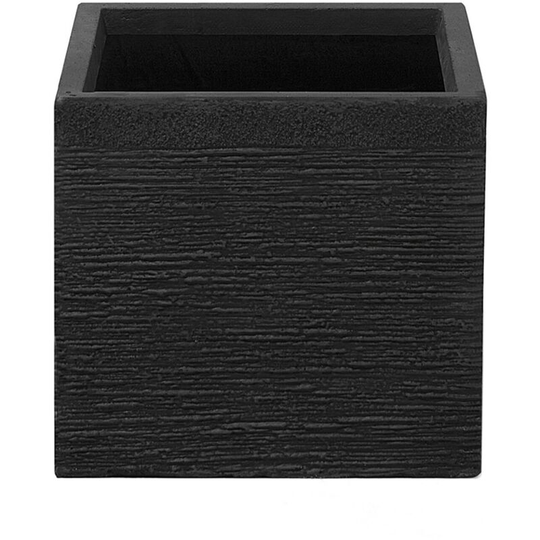 Beliani - Garden Outdoor Plant Pot Planter Geometric Square Stone 30x30x28 cm Black Paros - Black