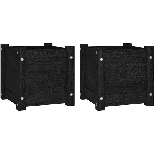 Vidaxl - Garden Planters 2 pcs Black 31x31x31 cm Solid Pinewood Black