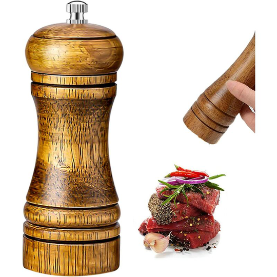 Heguyey - Manual Wooden Pepper Mill Manual Adjustment Solid Wooden Pepper Mill Wood Mill with Adjustable Ceramic Grinder for Salt Pepper Fennel