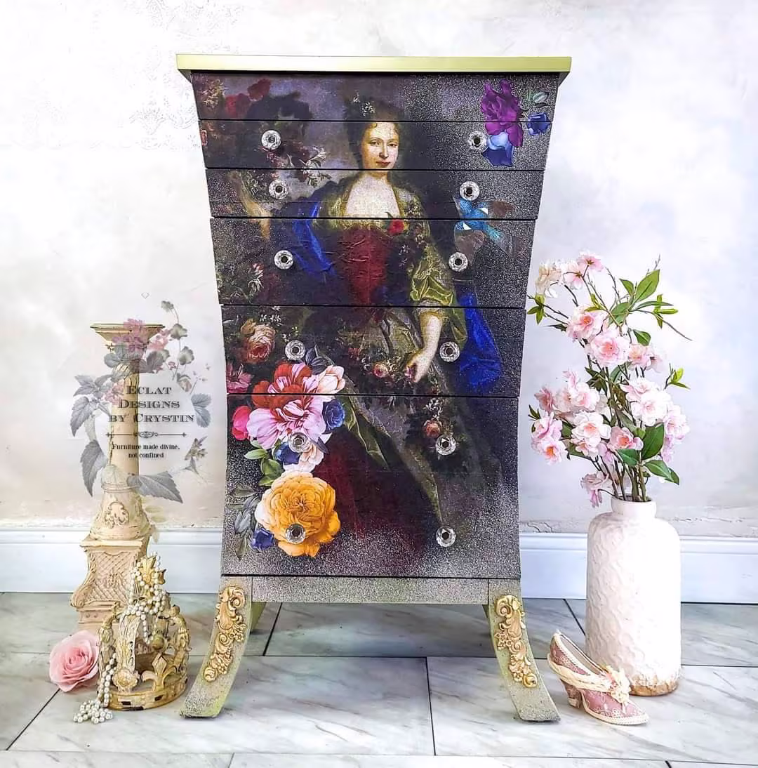 Renniasance Art | Jewelry Armoire Hand Painted Box, Organizer Holder /Necklace Stand Handmade Furniture Gift For Her