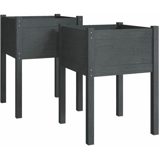 Vidaxl - Garden Planters 2 pcs Grey 50x50x70 cm Solid Pinewood Grey