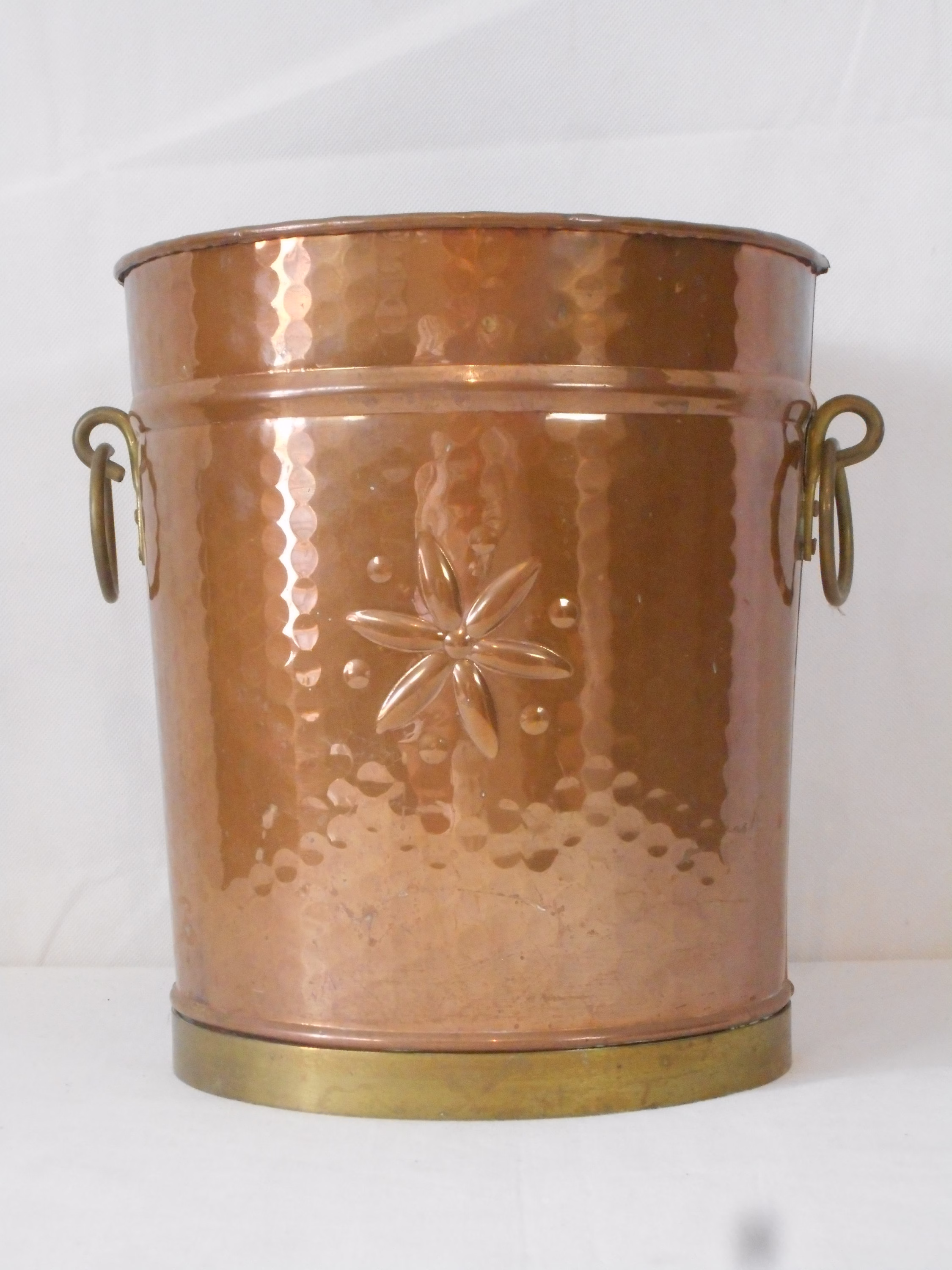 stunning Vintage French Hand Made Copper Coal Bucket/Bin Planter