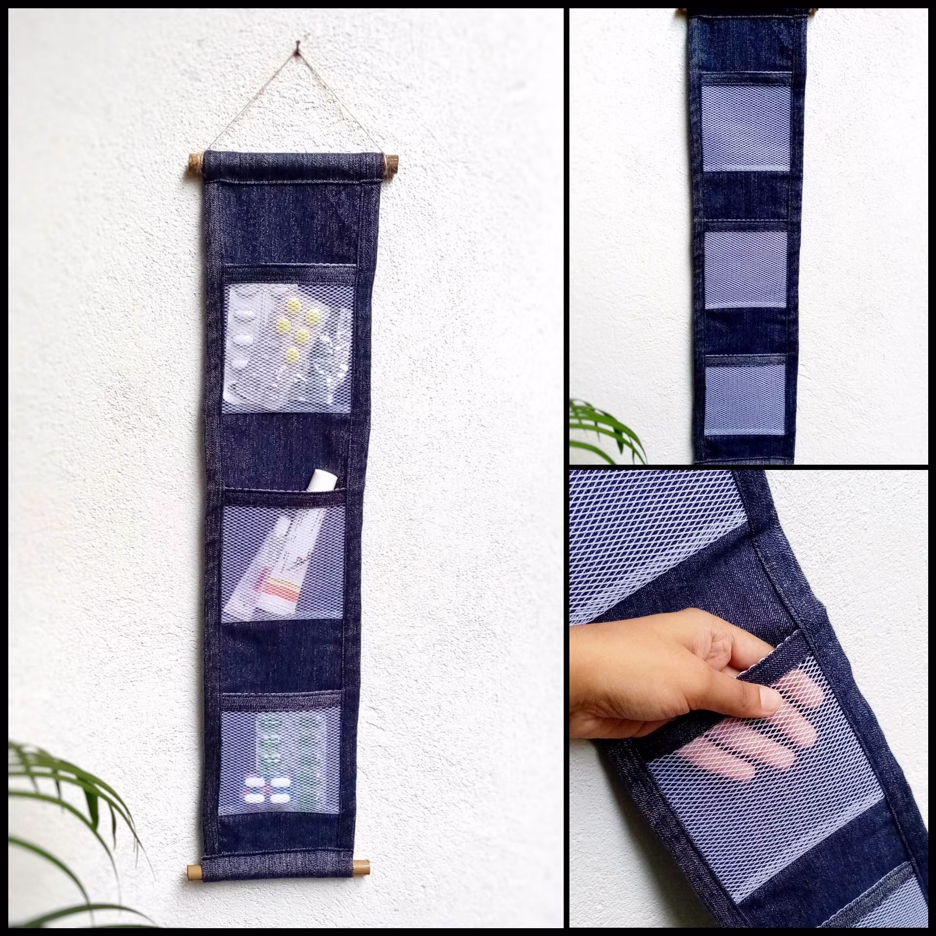 Mail Organiz Wall Entry Way Office Organizer Medicine Bills & Forst Aid Hanging Fabric Holder Pockets Letters