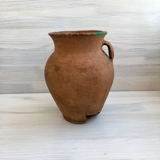 Very Old Terracotta Pottery Crock Vintage Ancient Vase Rustic Folk Pot Ceramic Pitcher Rural Burnt Clay Jug Ukraine Shop
