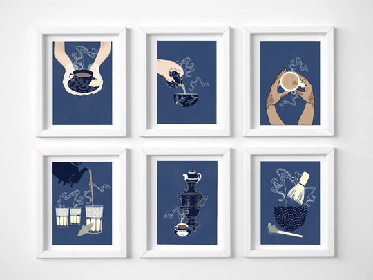 Tea Rituals Collection Set Giclee Art Prints ~ Tea Lover, Wall Art, Gallery Chai Matcha Home Decor