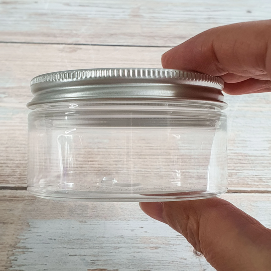 Refillable Clear Plastic Jar 100Ml With Aluminum Airtight Lid - Sold Empty Diy Skincare, Kitchen, Craft Storage Pots, Herbs