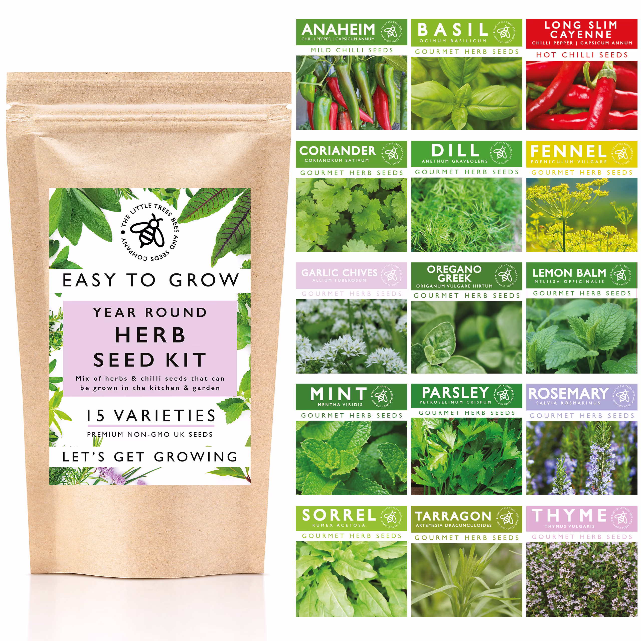 Herb Seeds For Gardening, 15 Seed Varieties Included in This Grow Your Own Garden Pack