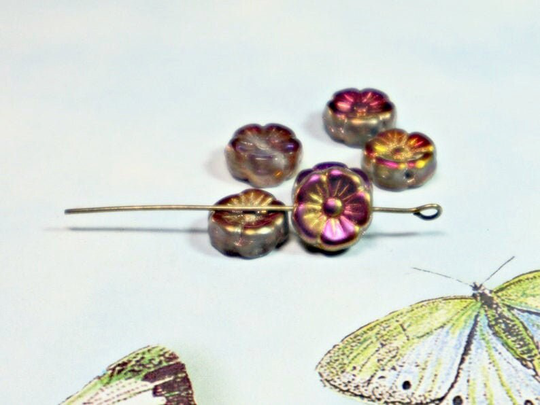 12mm Crystal Sliperit Hibiscus Hawaiian Flower Czech Glass Beads | 10Pc, Diy Jewelry Bead Supply