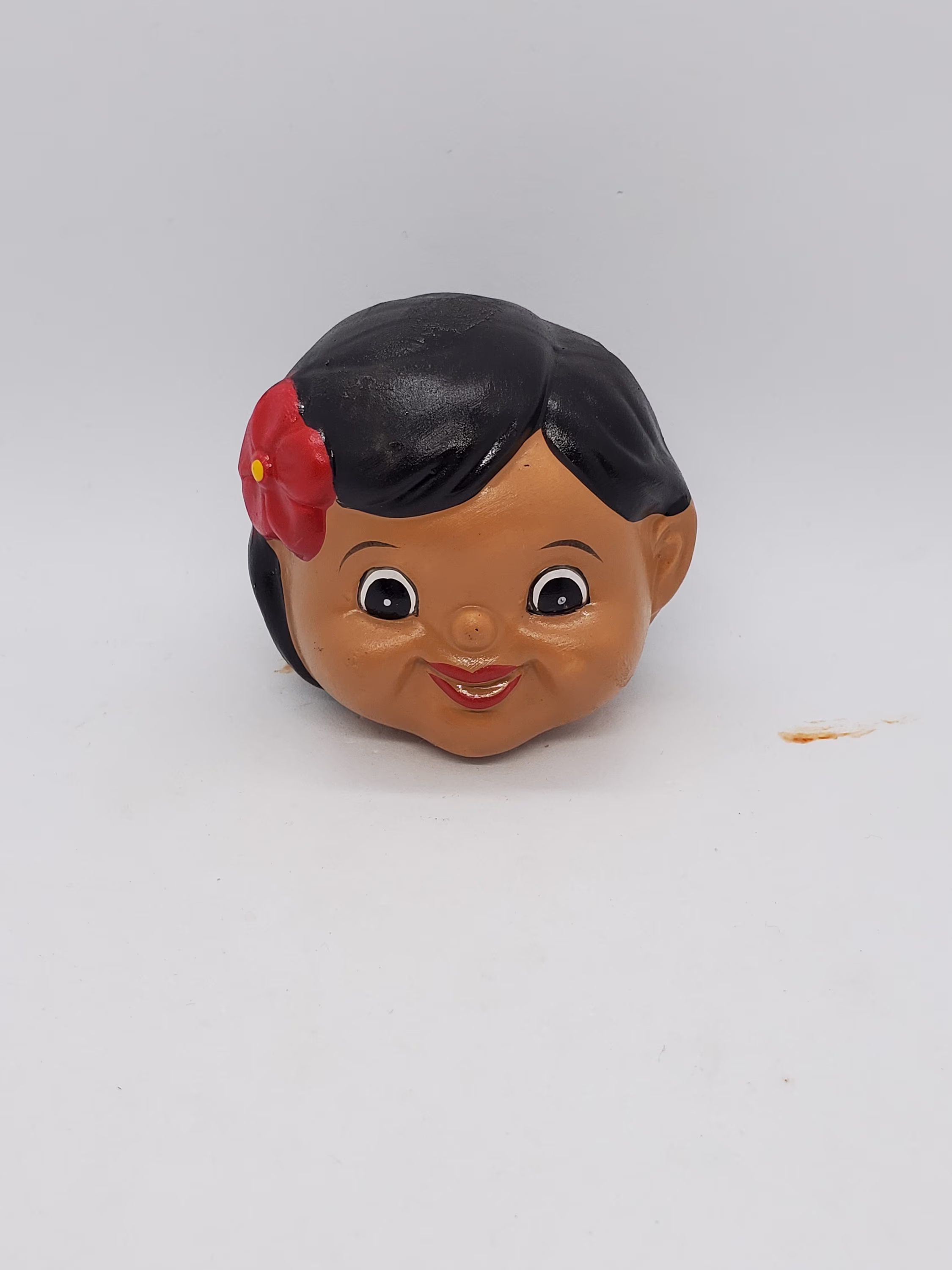 Hawaiian Vintage Ceramic Face Doll Head Handpainted/Old Stocks Good Condition Hawaiian Little Girl/ Happy