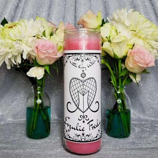 Erzulie Freda Dedicated Candle, Rada Lwa Of Beauty, Wealth, Luxury & Perfection. Haitian Vodou, New Orleans Voodoo, Hoodoo Rootwork