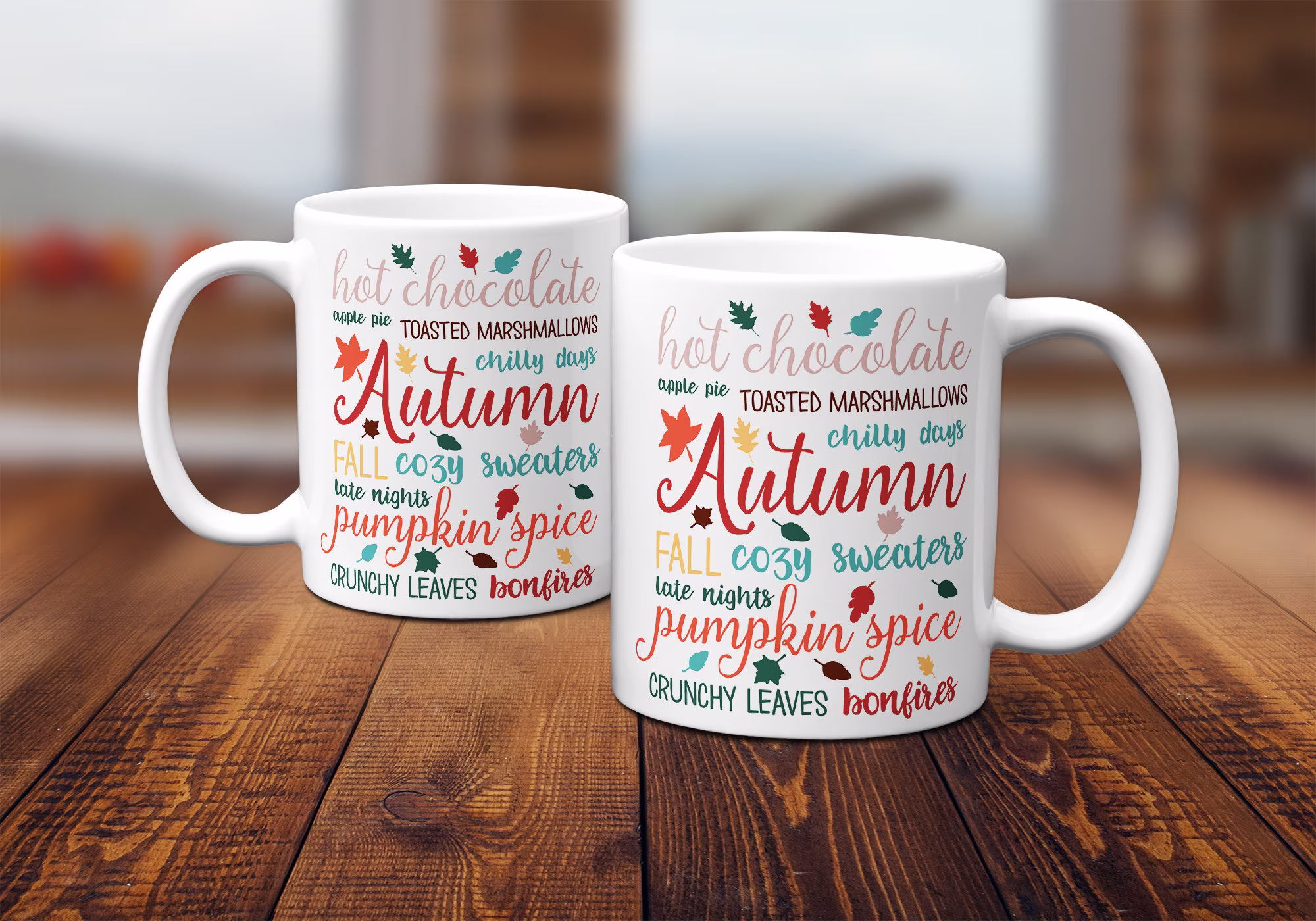 Autumn Coffee Mug, Fall Seasonal Pumpkin Spice Ceramic Mug