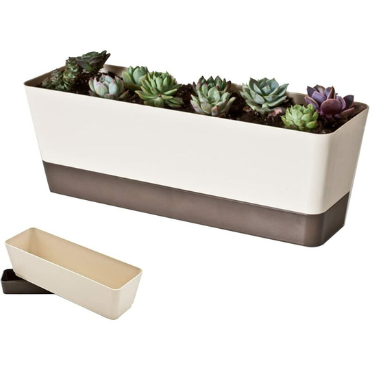 Monly - Balcony Garden Rectangular Plastic Planters,Vegetable Flower Planter Box Planting Pot for Windowsill,Patio,Home Decor,Porch