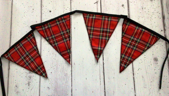 Tartan Check Plaid Festive Seasonal Red Bunting Decoration