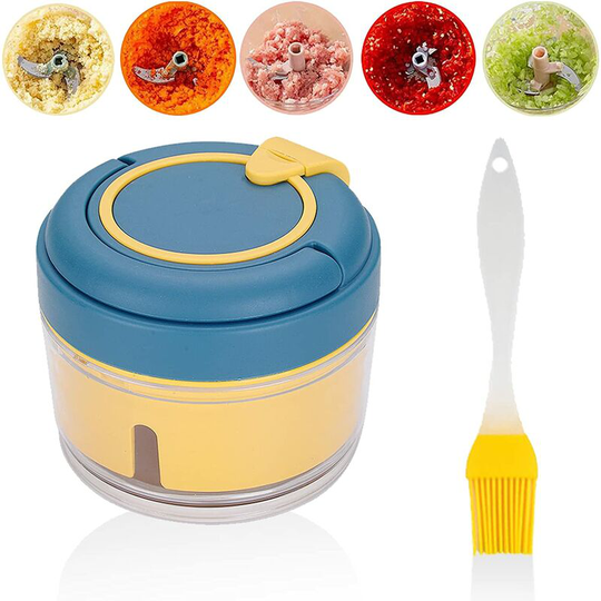 Joorrt - Onion Chopper with Pulley Mini Onion Cutter Manual Onion Chopper Garlic Cutter Small Multi Chopper 200 ml for Vegetables Onions Garlic Nuts