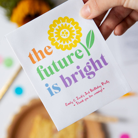 10 'Future Is Bright' Sunflower Birthday Party Favours